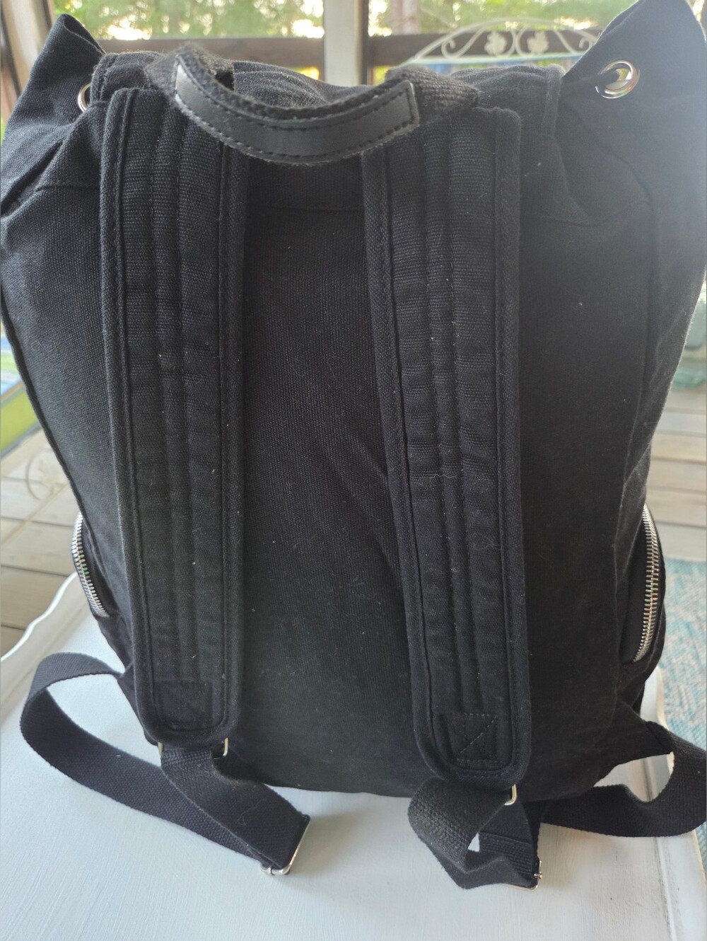 PINK Victoria's Secret Black Canvas Daypack Backpack - Picture 2 of 8